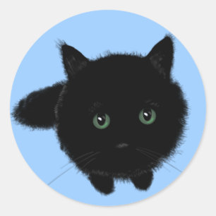 Schwarze Katze Runder Aufkleber