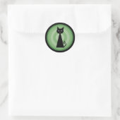 Schwarze Katze Runder Aufkleber (Tasche)