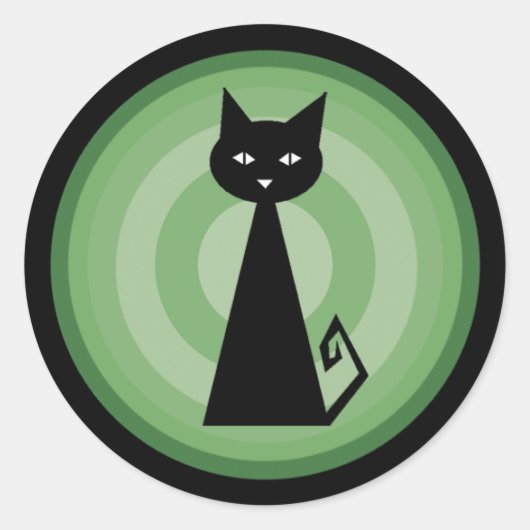 Schwarze Katze Runder Aufkleber (Vorderseite)