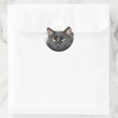 Schwarze Katze Runder Aufkleber (Tasche)