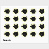Schwarze Katze Runder Aufkleber (Blatt)