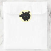 Schwarze Katze Runder Aufkleber (Tasche)