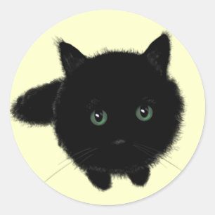 Schwarze Katze Runder Aufkleber