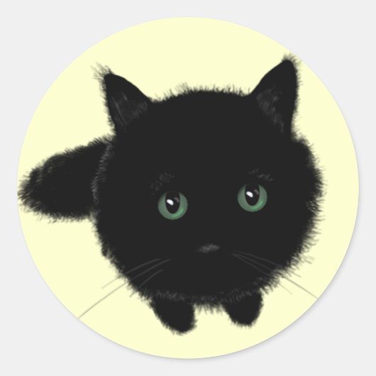 Schwarze Katze Runder Aufkleber (Vorderseite)