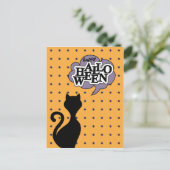 Schwarze Katze sagt glücklich Postkarte (Stehend Vorderseite)