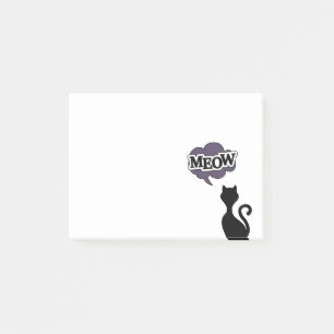 Schwarze Katze sagt miau, niedliche Kätzchen Silho Post-it Klebezettel