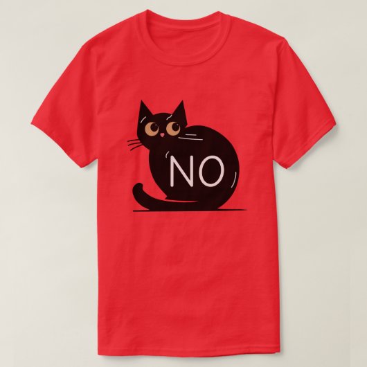 Schwarze Katze sagt nein T-Shirt (Design vorne)