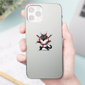 Schwarze Katze Samurai Aufkleber (Telefon)