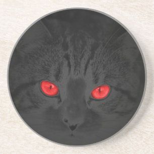 Schwarze Katze Sandstein Untersetzer