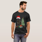 Schwarze Katze Santa in Weihnachten Lichter Xma zu T-Shirt (Vorne ganz)