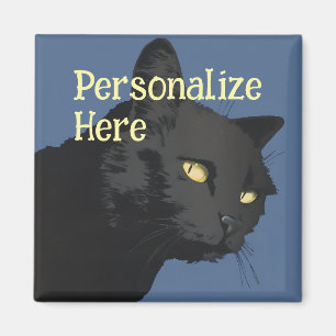 Schwarze Katze sarkastische gruselige Vintage-Illu Magnet