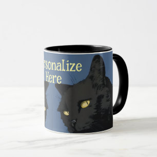 Schwarze Katze sarkastische Vintage-Illustration  Tasse