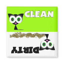 Schwarze Katze sauber / Geschirrspülmaschine Magne