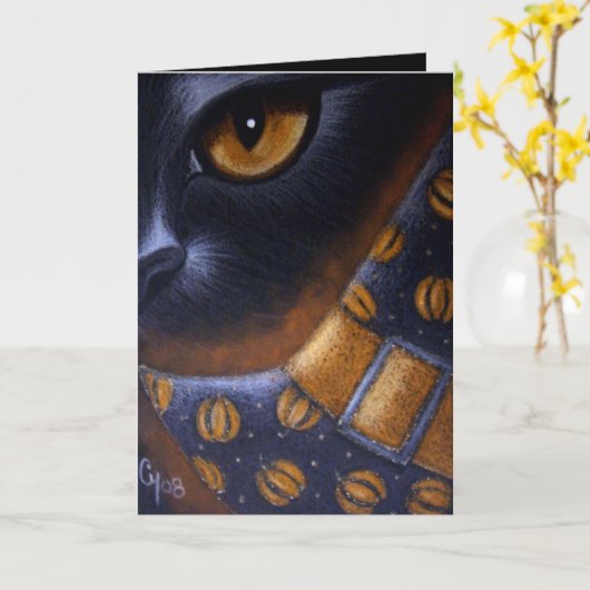 SCHWARZE KATZE - SCHALTFLÄCHE KARTE (Gelbe Blume)