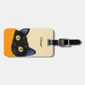 Schwarze Katze schaut hervor Gepäckanhänger (Vorderseite horizontal)