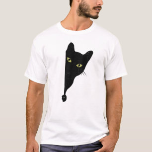 Schwarze Katze schaut hervor T-Shirt