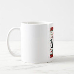 Schwarze Katze schiebt Weihnachtsbaum lustige Katz Kaffeetasse