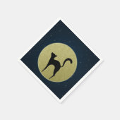 Schwarze Katze, schlichte Silhouette und Mond Serviette (Ecke)