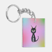 Schwarze Katze Schlüsselanhänger (Vorderseite links)