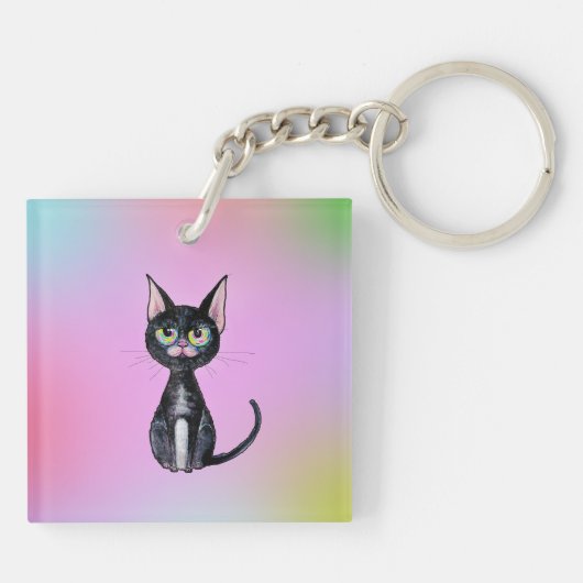 Schwarze Katze Schlüsselanhänger (Rückseite)