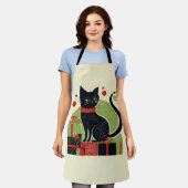 Schwarze Katze Schürze (Getragen)