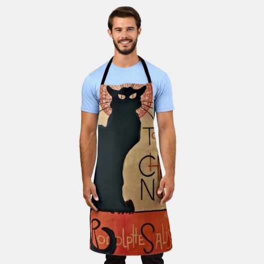 Schwarze Katze Schürze (Getragen)