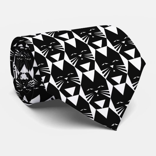 Schwarze Katze Schwarze Krawatte Elegantes Muster (Gerollt)