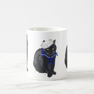 Schwarze Katze Seemann Kaffeetasse