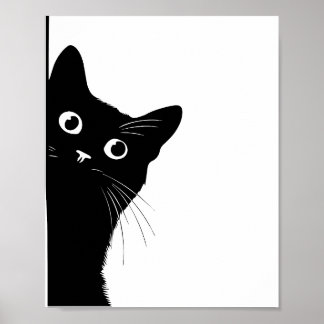 Schwarze Katze Seitenblick Poster für Katzenliebha
