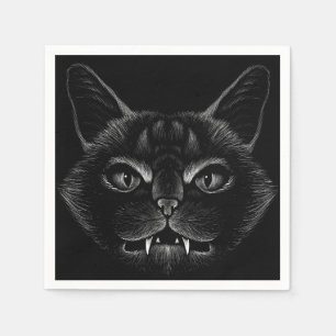 Schwarze Katze Serviette