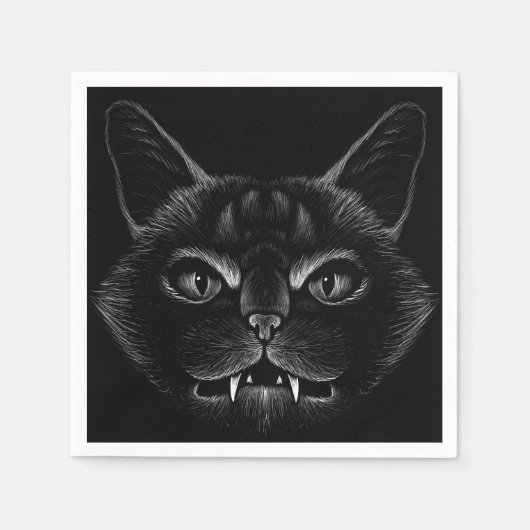 Schwarze Katze Serviette (Vorderseite)