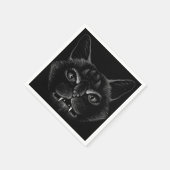 Schwarze Katze Serviette (Ecke)