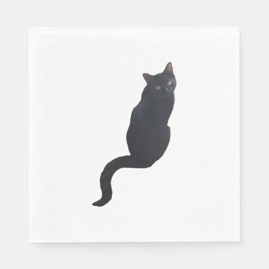 Schwarze Katze Serviette (Vorderseite)
