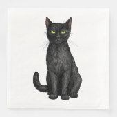 Schwarze Katze Serviette (Vorderseite)