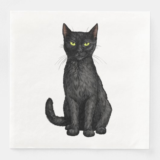 Schwarze Katze Serviette (Vorderseite)