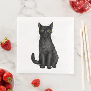 Schwarze Katze Serviette