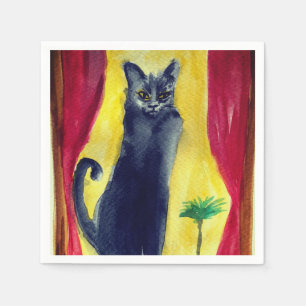 Schwarze Katze Serviette