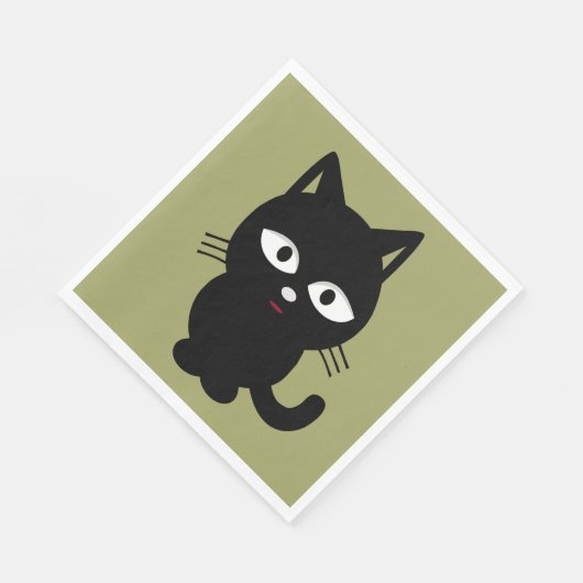 Schwarze Katze Serviette (Ecke)
