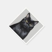 Schwarze Katze Serviette (Ecke)