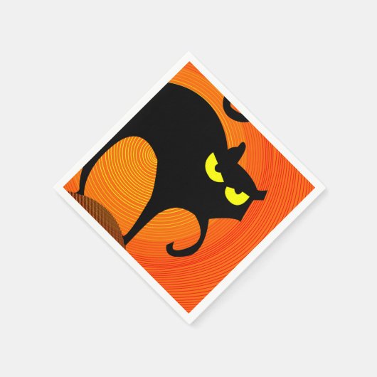 Schwarze Katze Serviette (Ecke)