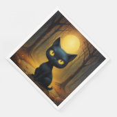Schwarze Katze Serviette (Ecke)