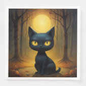 Schwarze Katze Serviette (Vorderseite)