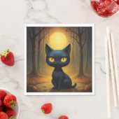 Schwarze Katze Serviette (Beispiel)