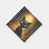 Schwarze Katze Serviette (Ecke)