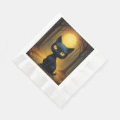 Schwarze Katze Serviette (Ecke)