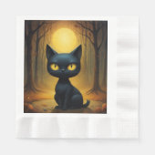 Schwarze Katze Serviette (Vorderseite)
