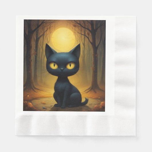 Schwarze Katze Serviette (Vorderseite)