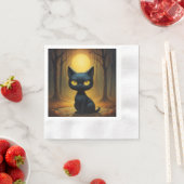 Schwarze Katze Serviette (Beispiel)