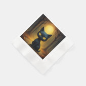 Schwarze Katze Serviette (Ecke)