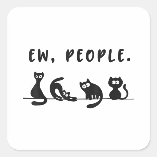 Schwarze Katze Shirt lustige Frauen Neugeborene Ka Quadratischer Aufkleber (Vorderseite)